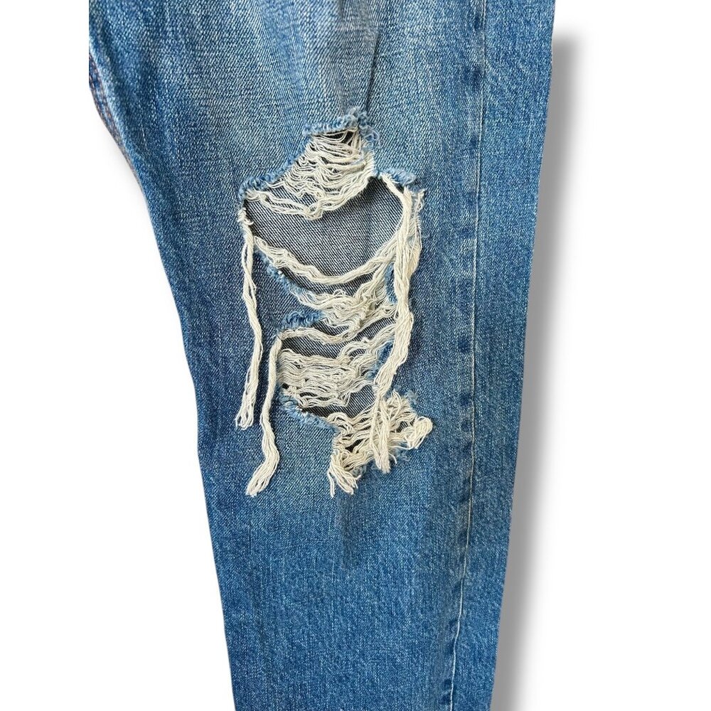 Aeropostale Distressed 90s Super High Rise Straight Leg Jeans Button Fly grunge - Picture 7 of 10